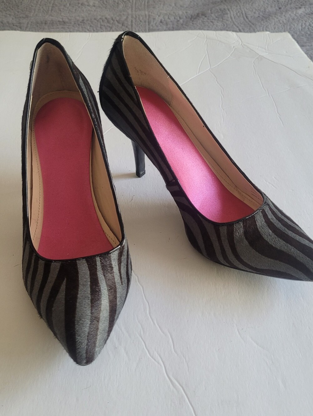 Calvin KleinClassic Zebra-Print Pointed Toe Pumps - Black/Grey